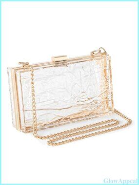Clear Acrylic Clutch Evening Bag Chain Crossbody Purse